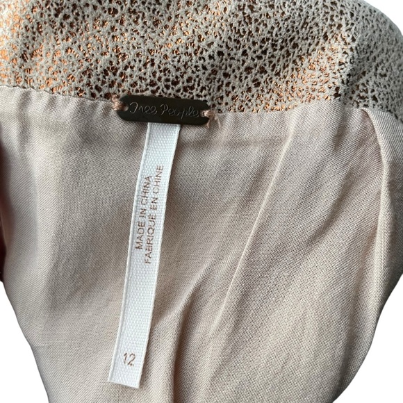 Free People Sparkly Rose Gold Mini Skirt Size 12 - Picture 6 of 6